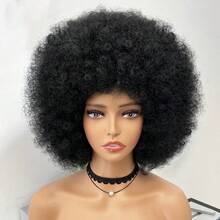 Parrucca afro corta e soffice riccioluta, parrucca sintetica resistente al calore senza adesivo, adatta per cosplay, feste, uso quotidiano, vacOgnissantiloween, costumi, balli in ma vendita diretta di fabbrica