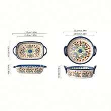 2pcs Bohemian Style Baking Tray, Vibrant Floral Pattern, Multipurpose Baking Dish, Suitable For Seafood Baking And Party Appetizers, Ideal Christmas Gift For Home Chefs - Multicolor - View 15