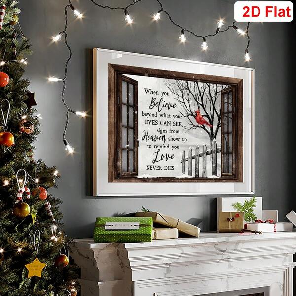 Inspirational Cardinal Canvas Art Print, 1pc Frameless Poster Board, "Believe Beyond What Eyes Can See" Motivational Wall Art For Home, Bedroom, Kitchen, Living Room, Bathroom, Office Decor, 16x12 Inches