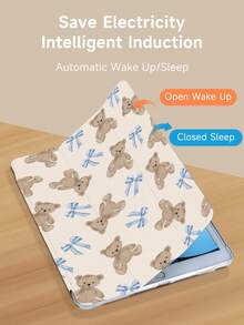 Kingsung Bear Pattern Tablet Protective Case, Compatible With IPad 9.7/10.2/10.5/10.9/12.9/Pro 11 (10th Gen), Galaxy Tab S6 Lite 10.4 Inch, Kindle Paperwhite (12th Gen, 2024 Release), Kindle (11th Gen, 2022 Release), Soft Shock-Proof, Smart Stand/Auto Wake/Sleep Function - Multicolor - View 6