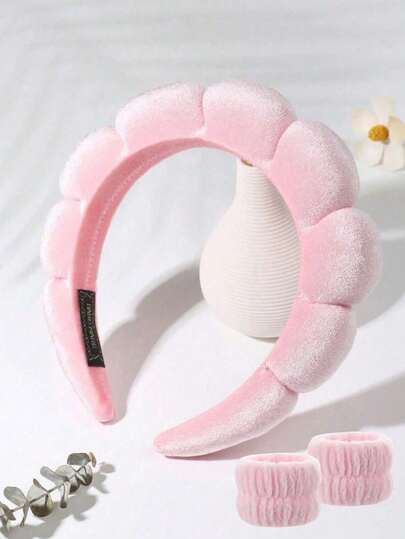 3 Stück Haarzubehör mit hoher Krone für Frauen - Gesichtswaschband - Gesichtsschutzband - Haarband mit wolkenförmigem Schwamm - Make-up-Entfernungsband - Haarbindband - Haarzubehör-Set