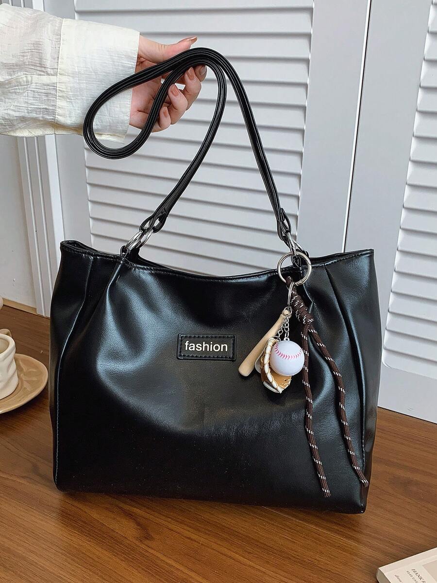 Fashionable Large Capacity Shoulder Tote Bag For Women, Design - Black - View 1