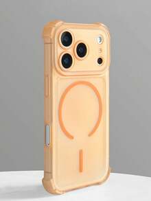 1 Ốp lưng điện thoại từ tính trong suốt chống rơi bốn góc, cảm giác như da, tương thích với iPhone 17 Air 16 15 14 13 Pro Max Plus, ốp lưng TPU mềm, sạc không dây - trái cam - Xem 3