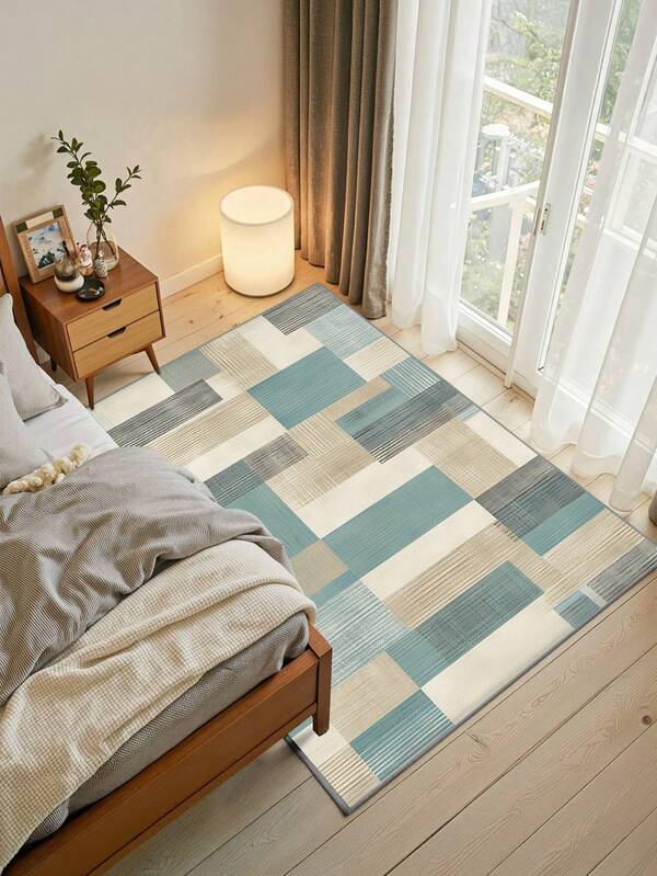 1 pieza Alfombra de área beige, minimalista moderna lavable de terciopelo, 900g/M² para sala de estar, dormitorio, cocina, alfombra de exterior, oficina, entrada