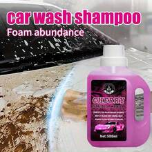 500ml Concentrated Foaming Car Wash Liquid, Pink Foam Formula, High Foam, Suitable For Black & White Car Paint, Water Wax Protection, Mirror-Like Finish, Compatible With Foam Gun & Bucket Washing, All-In-One Car Care Solution