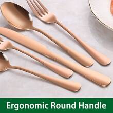 Rose Gold 48 Pieces Silverware Sets With Steak Knives Service For 8 Persons,Stainless Steel Tableware Eating Utensils Set,Knife And Spoon Fork Flatware Sets For Restaurant And Hotel - Hoa hồng vàng - Xem 3