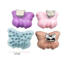 Peine de masaje con almohadilla de aire de material ABS con púas de goma suave redondeadas antidesgarro portátil para uso diario en casa y fuera multicolor morado azul rosa caqui - Azul - Ver 1