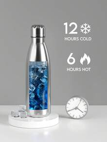 Bình đựng nước thể thao bằng thép không gỉ mờ 17oz/500ml – Bình nước giữ nhiệt hình Cola, Bình kim loại chống rò rỉ hai lớp, giữ đồ uống lạnh và nóng, Bình nước có thể tái sử dụng cho trường học, phòng tập thể dục, du lịch và thể thao - Màu thép không gỉ - Xem 3