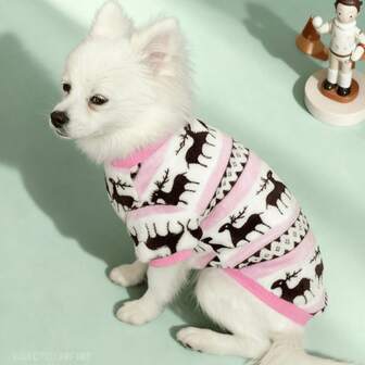 1 pieza Ropa para mascotas, Sudadera gruesa y cálida para gatos y perros, Adecuada para Navidad, Otoño/Invierno