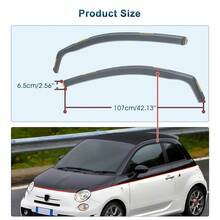 Wind Deflectors FOR FIAT 500 Or Fiat ABARTH 3-Doors 2007-On 2pc Tinted + Clips - por defecto - Ver 10
