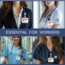 Soporte giratorio desmontable y resistente para tarjeta de identificación - Diseño médico y de salud - Material de plástico duradero, adecuado para enfermeras, maestros, estudiantes y profesionales de oficina - Albaricoque - Ver 5