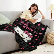 Sanrio 1 pieza Manta suave rectangular de poliéster, nuevo diseño de otoño/invierno, patrón de dibujos animados de Sanrio, adecuado para la decoración del dormitorio y la fiesta, manta de Hello Kitty para otoño/invierno, manta navideña, aplicable para la sala de estar y el dormitorio, buena opción para la siesta en la oficina