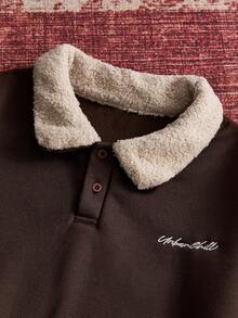 Men's Knitted Casual Loose Fit Thermal Lined Long Sleeve Sweatshirt, Autumn/Winter - Brown - View 3