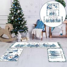 3 Pcs Winter Snowman Snowflake Christmas Kitchen Rugs And Mats Set Kitchen Floor Mats Seasonal Decor Anti Xmas Tree Buffalo Plaid Cushion Case Bathroom Rug For Indoor Holiday Decoration Kitchen Rug - Baby Blue - View 6