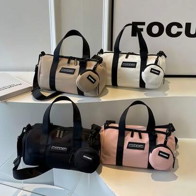 Bolso cilíndrico de moda de Boston, bolso bandolera casual para deportes al aire libre y transporte, versátil y de gran capacidad con opciones de color, correa ajustable cómoda y duradera, bolso para padres e hijos