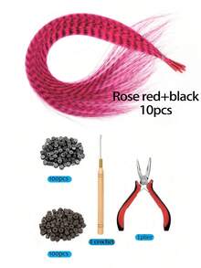 带接发工具的羽毛假发 Y2K 风格红紫蓝绿渐变色长直发假发合成羽毛接发，适合女性女孩日常派对万圣节圣诞节节日彩色假发 - 彩色 - 查看 19