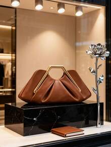 1个，2025新款复古时尚设计百搭简约小众PU包，云朵包褶皱设计，女士手提包高端质感百搭包包，适合逛街、通勤、旅行，可装化妆品