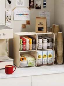 咖啡胶囊收纳架化妆品收纳盒茶包收纳盒家庭吧台桌面多层大容量零食整理盒用于厨房、办公室、卧室、收纳整理 - 彩色 - 查看 1