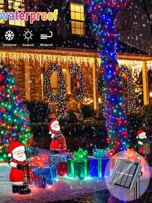 Solar String Lights, Home Lighting Christmas Decorative Lights, 5m/7m/12m/22m 20/50/100/200 LEDS Green Wire Fairy Starry String Lights,Solar Christmas Lights 8 Lighting Modes, Solar Lights Oudoor Waterproof For Tree Patio Yard Garden Christmas Parties Indoor Outdoor Xmas Tree Wedding Party Decoration - Black - View 5