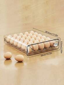 Asnews 1pc Space-Saving Single/Double-Layer Refrigerator Egg Storage Box, Durable And Washable Plastic, Transparent Fresh-Keeping Storage Box, Multi-Layer Egg Tray Container, Stackable Egg Holder For Fridge - Transparent - View 10