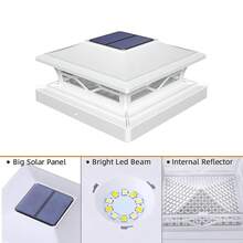 4x4 Solar Post Cap Lights, 2 Pack 2-Modes Bright 5x5 Vinyl Fence Post Caps Solar Lights Auto On Off, Outdoor Waterproof Garden Patio Fence Deck Patio Decor For 4x4 5x5 6x6 Wood & Vinyl Posts - 白色 - 查看 2