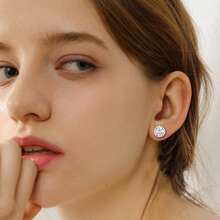 MDFUN 18 Karat Weißgold beschichtetes Tennis Armband und 6mm Kubikzirkonia Ohrringe Set, 3mm runde Kubikzirkonia für Frauen und Männer