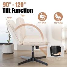 GartistGo Velour Office Swivel Chair Without Armrests With Adjustable Backrest And Height Adjustment - Beige - View 7