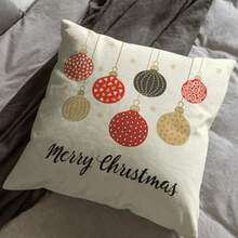 Christmas Colorful Bells Throw Pillow Cover Merry Christmas 18 X 18 Inch Linen For Sofa Couch Decor Room Home Decor Car Cushion Cover