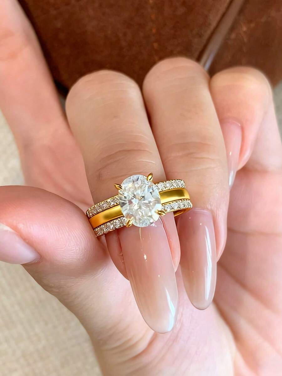 Newsoul Juego de 3 anillos románticos y elegantes de plata de ley 925, con alto brillo, anillos de compromiso con diseño de amor, regalo de San Valentín para novia, joyería fina para dama