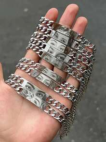 1pc Customized Eye Photo Bracelet, Personalized Stainless Steel Engraved Eye Picture Bracelet, Couples/Friends Eye Photo Bracelet, Customized Couples Bracelet, Laser Engraved Eye Photo Bracelet, Silver And Gold Stainless Steel Jewelry, Seasonal, Birthday, Anniversary, Christmas, Halloween Gift - Multicolor - View 3