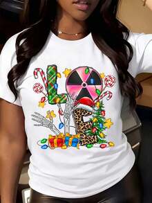 Christmas Deadpool Santa Leopard Print T-Shirt Funny Holiday Gift For Men Women Christmas Party Wear - trắng - Xem 1