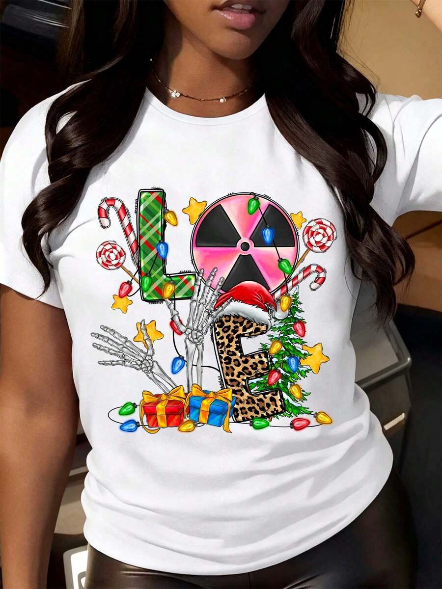 Christmas Deadpool Santa Leopard Print T-Shirt Funny Holiday Gift For Men Women Christmas Party Wear - trắng - Xem 1