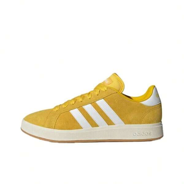 Adidas Adidas Grand Court Base 00s Synthetic Leather Comfortable Thin Sole Low-Top Sneakers, Unisex, Yellow & White