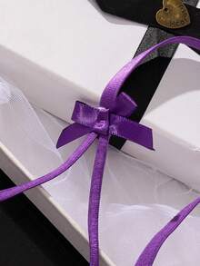 2 Pieces Set Of Women's Classic Black Bow Embroidered Semi Transparent Bra With Adjustable Shoulder Straps For Comfortable Home Style+Triangular Pants