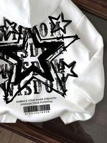 Star Sweatshirt Star Girl  Flannel Coat Hoodie Sweatshirt Streetwear Cold Weather Top - Blanco - Ver 3