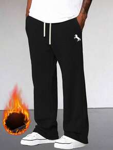 男士保暖休闲运动裤，时尚，秋冬 - 黑色 - 查看 1