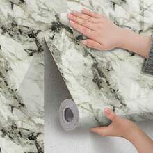 1 Roll Luxury Marble Pattern Self-Adhesive Wallpaper, Waterproof, Moisture-Proof, Oil-Resistant, Easy To Clean, Seamless Pattern Matching, Suitable For Living Room, Bedroom, Bathroom, Kitchen And Stairs, Wall Decor | Seamless Wall Design | Waterproof Wallpaper - Multicolor - View 8