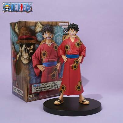 TOEI ANIMATION 1 pezzo Figura ufficialmente concessa dell'Arco di Wano di One Piece, Luffy, Zoro, Sanji in stile kimono, statua da collezione in ABS con posa fissa, regalo unisex per fan, decorazione da scrivania o da stanza, modello decorativo da esporre