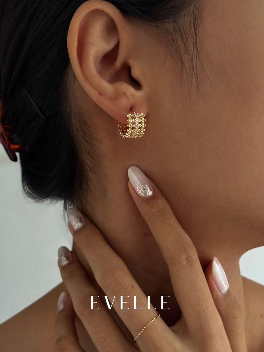 18K Gold Plated Elegant & Cute Copper Earrings, Suitable For Daily Wear And Gatherings