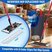 6 Pack Mop Pads Compatible With O - Cedar H2pro Flat Mop System, Washable Reusable Microfiber Mop Replacements Hardwood Floor Cleaning - 6 - 查看 3