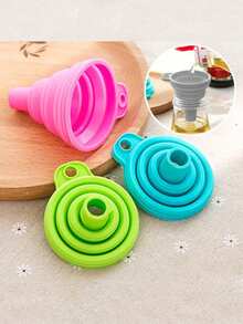 1pc Gray Silicone Funnel, Minimalist Collapsible Kitchen Funnel, Multi-Purpose Silicone Folding Funnel, Liquid Packaging Tool, Suitable For Kitchen, Pouring Water, Beverages And Oil, Christmas, Halloween - Multicolor - View 6