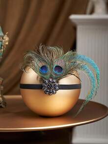 5pcs 1920s Flapper Gatsby Costume Accessories Set 20s Artificial Flapper Feather Headband Vintage Pearl Necklace Gloves Rhinestone Earrings Party Headpiece For Women Prom Halloween - Hairband Set - View 9