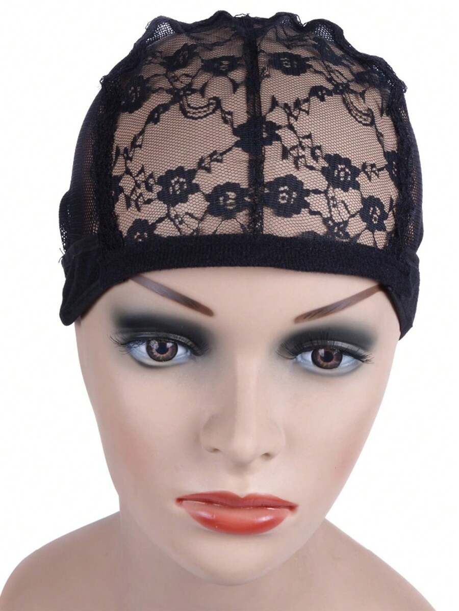 1pc Adjustable Lace Wig Cap, For Wig Making, Black - Black - View 1