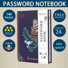 Spiral Flowers Internet Password Book With Alphabetical Tabs Logbook 140 Pages - Navy Blue - View 2