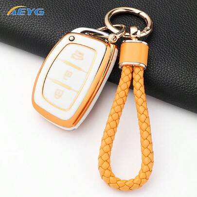 适用于H云戴Creta Ix35 Ix45 I10 I30 I40途胜瑞纳索纳塔伊兰特4键TPU汽车智能钥匙壳保护套配件