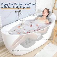 Bath Cushion, Full Body Bathtub Pillow With 160 Suction Cups, Bath And Neck Support, With Laundry Bag Dark Gray, 51.2x 16.2