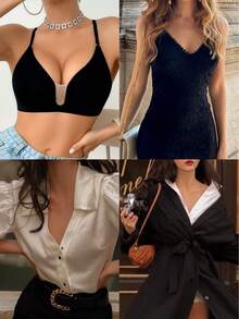 2pcs Seamless Wireless Bras For Women, Bridal Lingerie, 3 Strap Options, Lightweight Support, Comfortable & Breathable - Suitable For Weddings, Formal Occasions, Strapless, Bridal Wear, Autumn/Winter/Spring, Detachable & Adjustable Straps, Thin Double-Layer Mesh Bra, Deep V Back - Multicolor - View 6