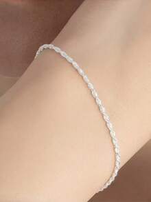 1 pieza Pulsera minimalista de acero inoxidable con cadena plana en forma de cruz, joyería para mujer
