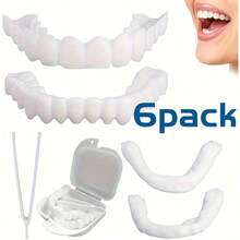 舒适自然贴合全口义齿套装，带收纳盒 - 完美笑容，易于安装，适合所有牙齿形状