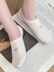 5 Pairs Women's Solid Color Rib Ankle Liner Short Invisible Socks, Thin Non-Slip Hidden Boat Socks For All Seasons - Multicolor - View 11